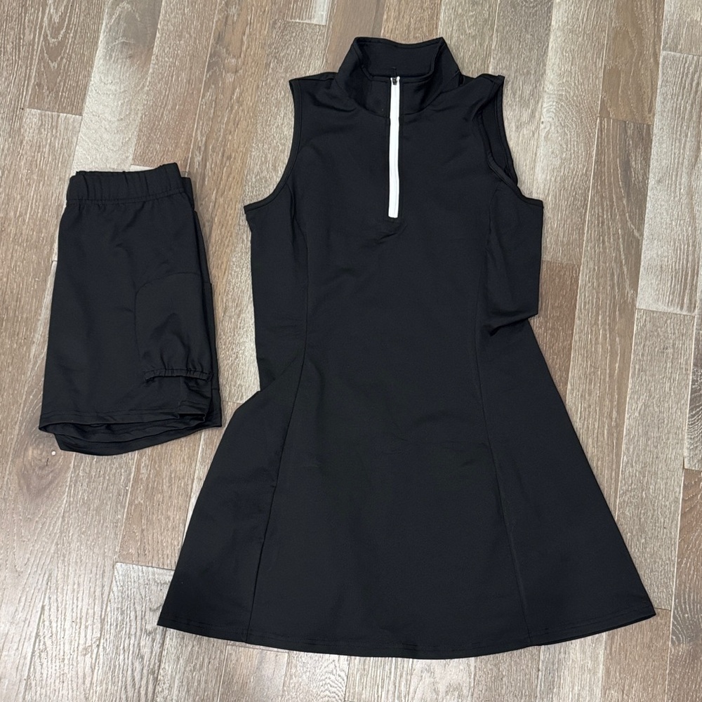 NWOT 2 piece set tennis or golf athletic dress and shorts with ball pockets